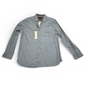 Tahari Stone Blue Fine Cotton Flannel Button Down Shirt NWT